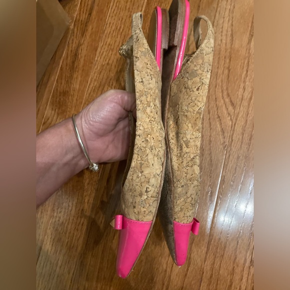 KATE SPADE ♠️ Pointy Cork Flats W/ Neon Pink Toe 9.5 - Picture 3 of 8